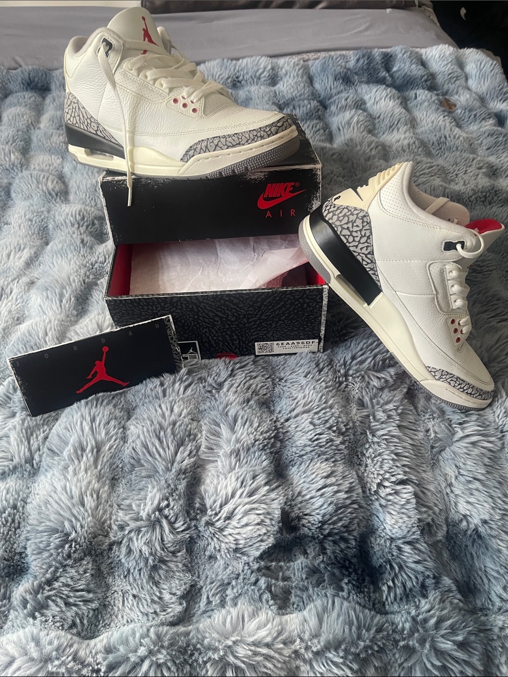 Nike Air Jordan 3 White with Cement Gray and Red Accents